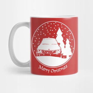 Saab 9-3 classic car Christmas snow globe Mug